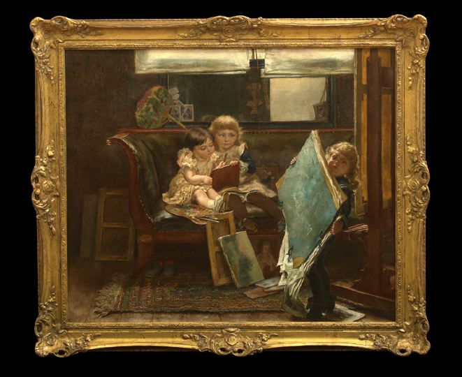 Appraisal: Edgard Farasyn Belgian - Children Playing in the Artist's Studio