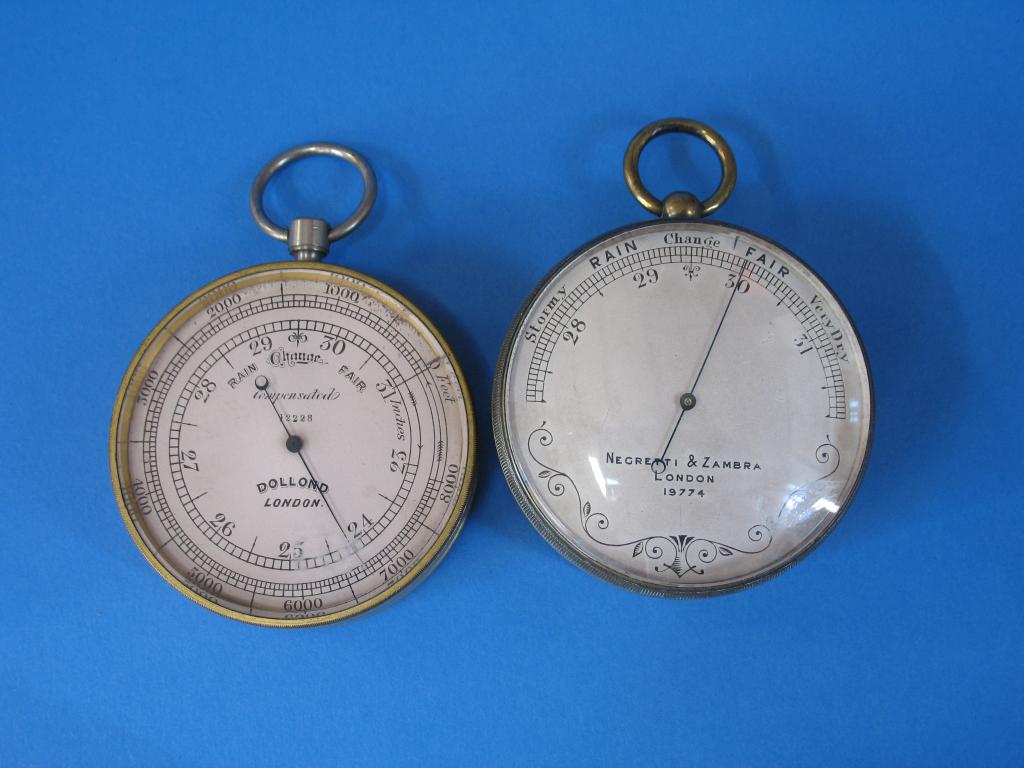 Appraisal: A DOLLAND OF LONDON POCKET BAROMETER in gilt metal case