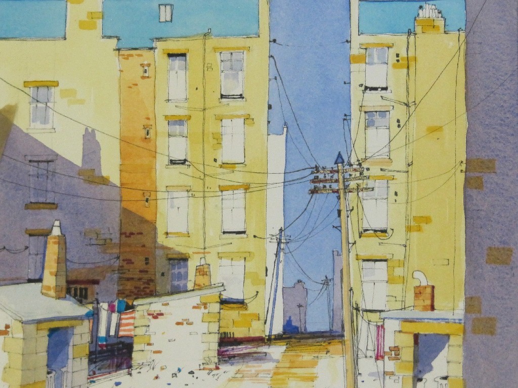 Appraisal: MARTIN OATES Pen and wash 'Back Court Argyle Street' signed