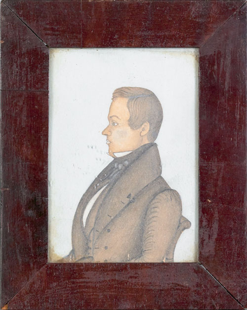 Appraisal: New York miniature folk portrait of a gentleman inscribed verso