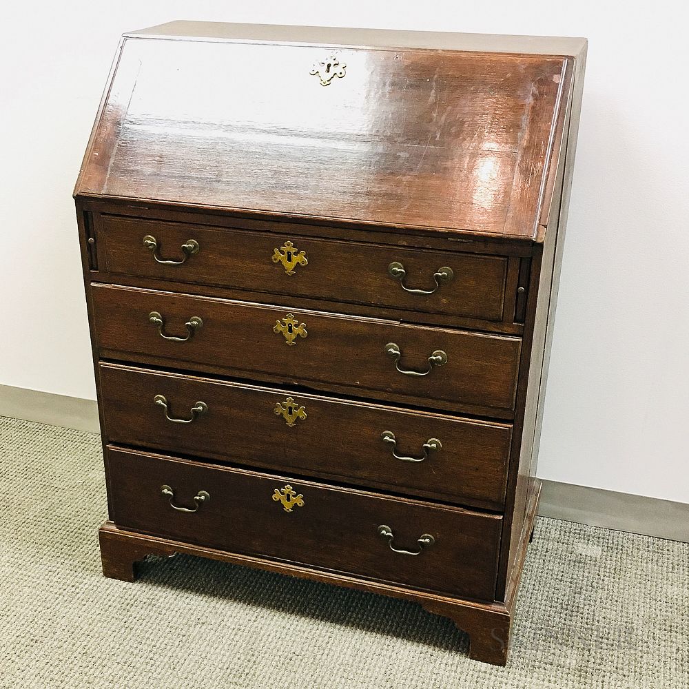 Appraisal: Georgian Stained Oak Slant-lid Desk Georgian Stained Oak Slant-lid Desk