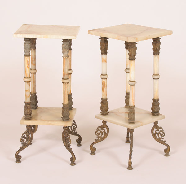 Appraisal: Pair Victorian marble stands cast metal legs and trim classical