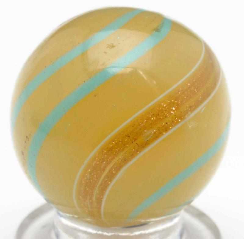 Appraisal: Butterscotch Lutz Marble Butterscotch semi-opaque base with baby blue outer