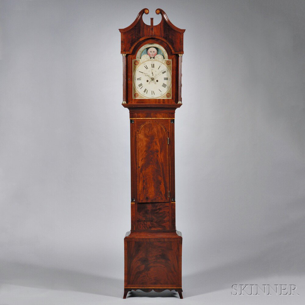 Appraisal: Mid Atlantic Inlaid Mahogany Tall Clock New Jersey or Pennsylvania