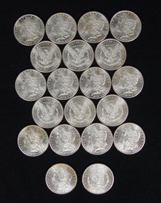 Appraisal: Roll of Choice-GEM BU -O Morgan Dollars Most grade MS-