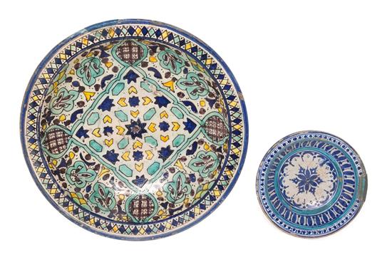 Appraisal: Sale Lot Two Islamic or Mediterranean Faience Footed Bowls th