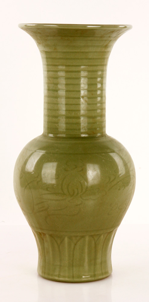 Appraisal: - Chinese Green Glazed Porcelain Vase Green glazed porcelain vase