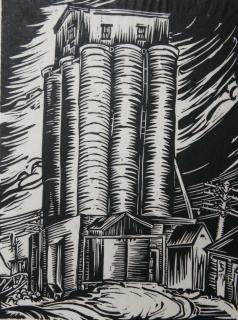 Appraisal: Klemm linocut Klemm German American - - ''Prairie Skyscraper''- linocut