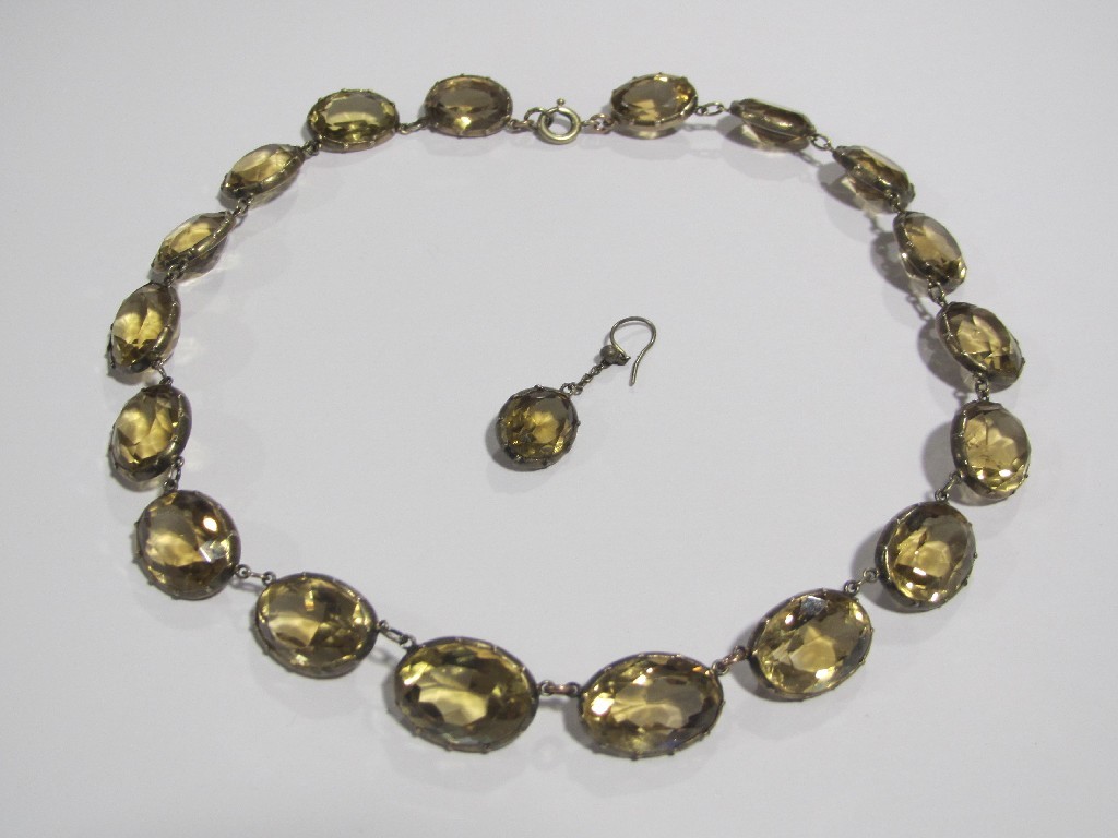 Appraisal: Nineteenth century citrine necklace with slightly graduated oval cut citrines