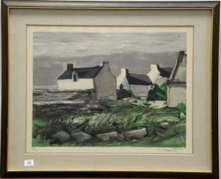 Appraisal: Georges Laporte - lithograph Les Trois Maisons signed lower right