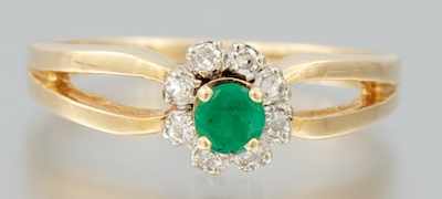 Appraisal: A Ladies' Emerald and Diamond Ring k yellow gold ring