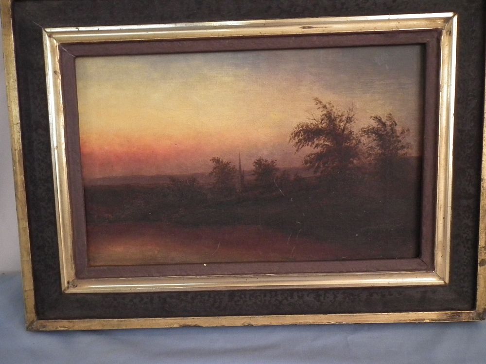 Appraisal: ANTIQUE LUMINIST PAINTING Antique oil on canvas of a luminist