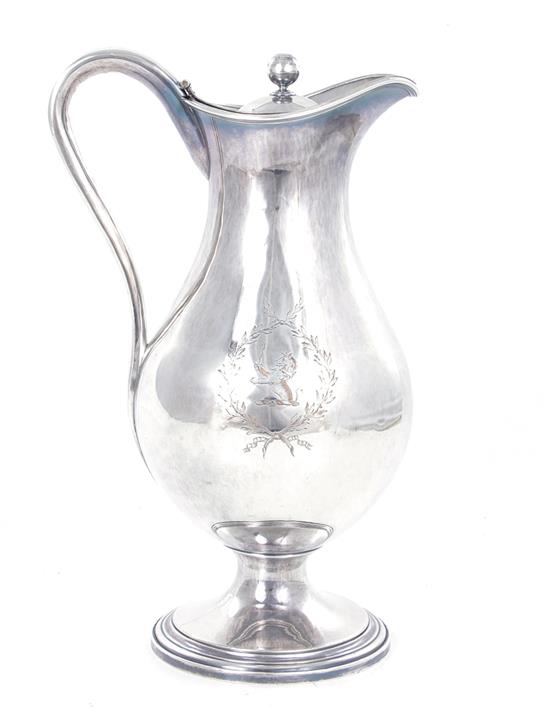 Appraisal: Georgian Old Sheffield fused-plate ewer circa engraved with heraldic device