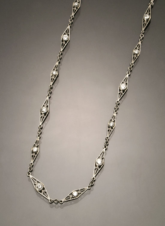 Appraisal: Choker Length Platinum and Diamond Necklace The single strand having