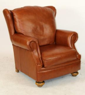 Appraisal: Stickley leather armchair Stickley leather armchair h x w