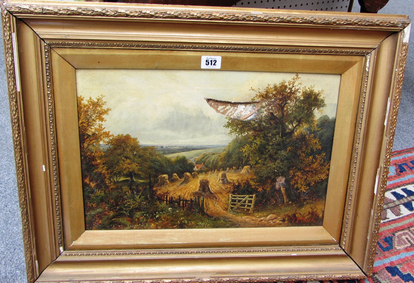 Appraisal: Octavius T Clark - Harvest landscape oil on canvas signed