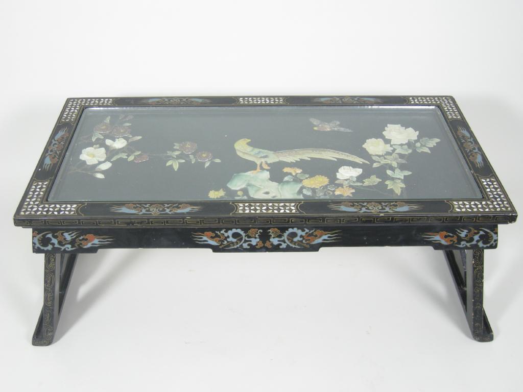 Appraisal: An Oriental lacquered Coffee Table inlaid mother of pearl the