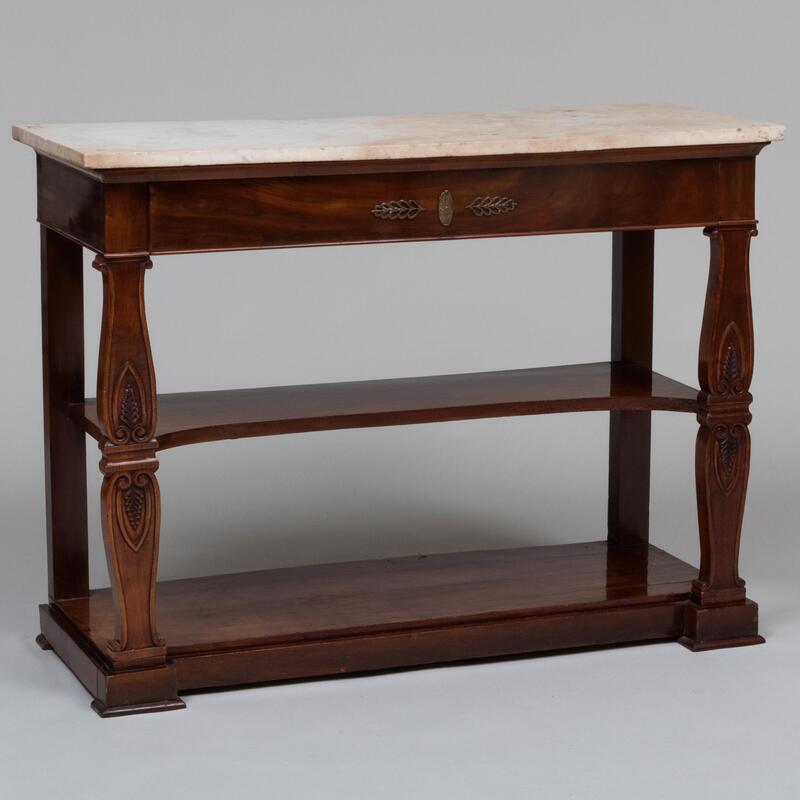 Appraisal: Louis Philippe Carved Mahogany Console Table Fitted with a frieze