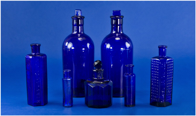 Appraisal: Bristol Blue Glass Medicine Bottles