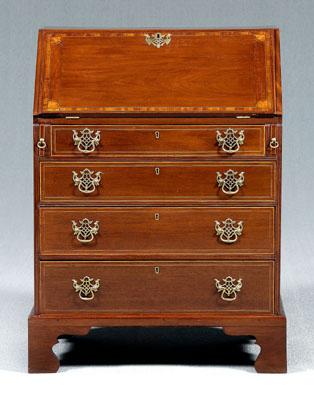 Appraisal: Georgian mahogany diminutive desk slant front with quarter-fan inlay fitted