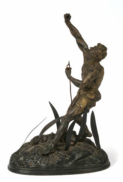 Appraisal: A patinated bronze figure of an athlete height in