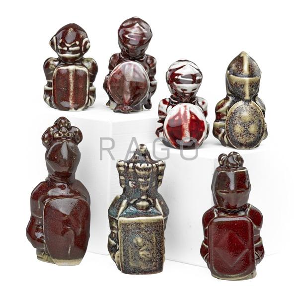 Appraisal: ERNEST CHAPLET Seven chess pieces Condition Report Excellent condition grinding