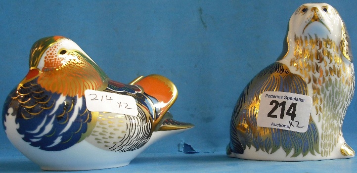 Appraisal: Royal Crown Derby Paperweights Mandarin Duck and King Charles Spaniel