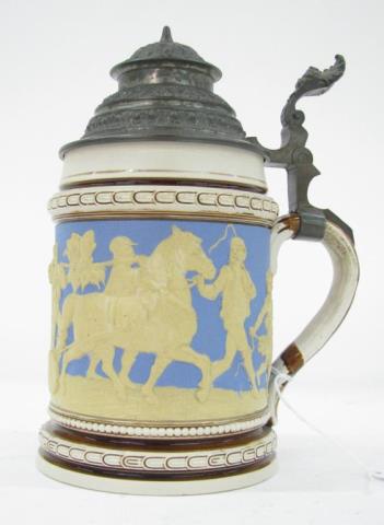 Appraisal: German Mettlach stein one liter small chip on vase