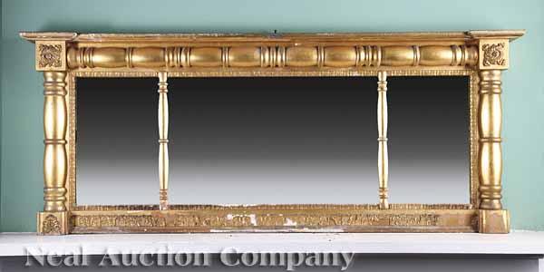 Appraisal: An American Late Classical Carved Giltwood Overmantel Mirror c -