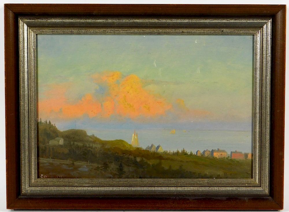 Appraisal: American Impressionist Sunset Landscape Painting United States th Century Depicting