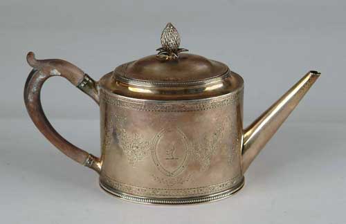 Appraisal: ENGRAVED SILVER TEAPOT BY HESTER BATEMAN Hallmarks to base date