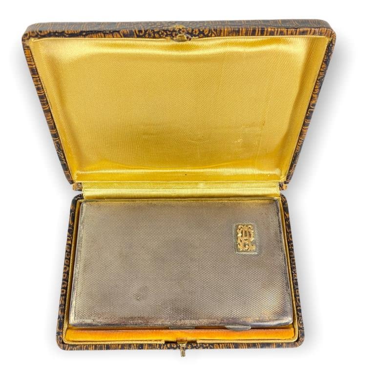 Appraisal: Antique Russian Silver Gold Cigarette CaseIn Case Closed silver case