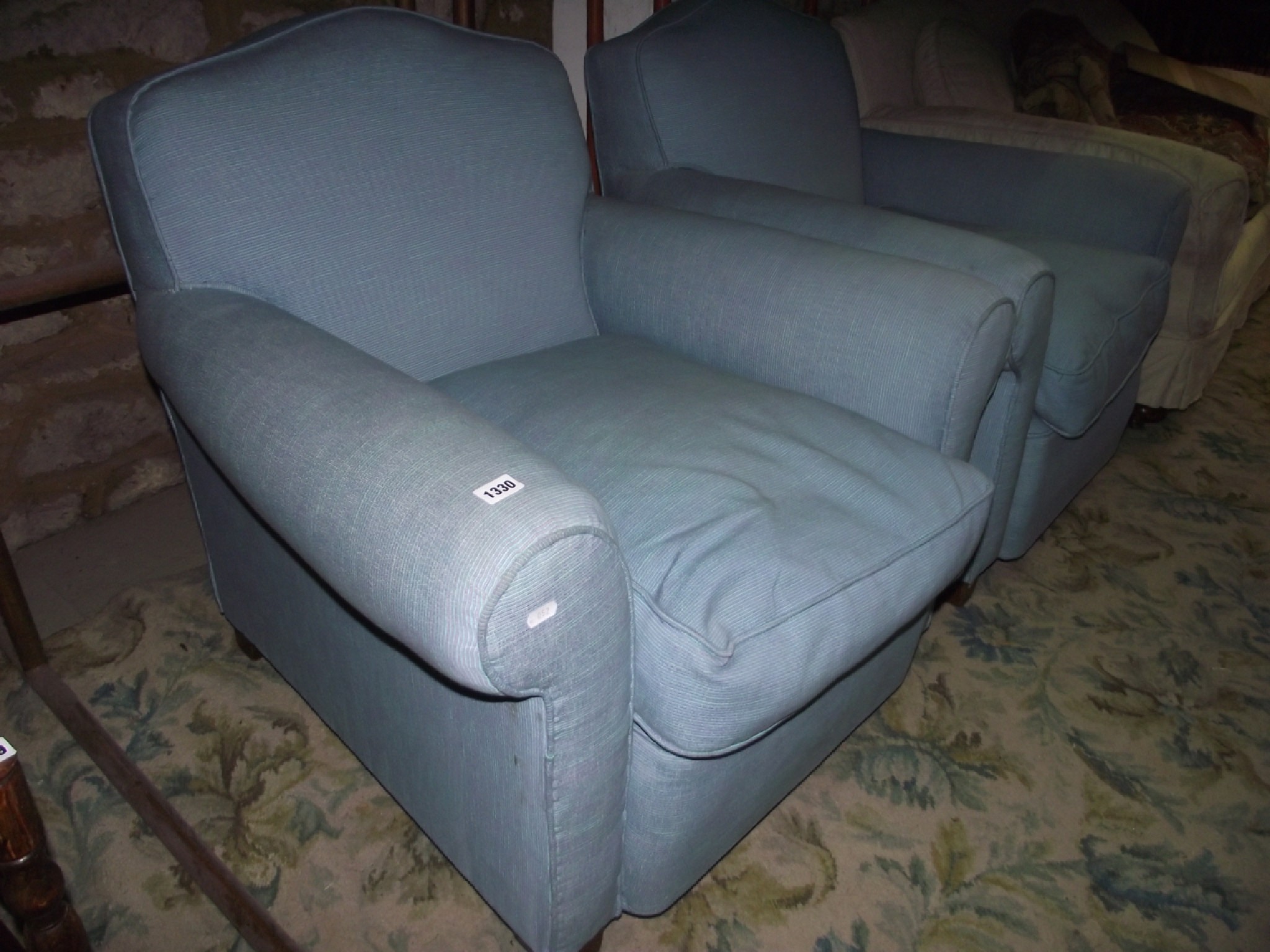 Appraisal: A pair of good quality armchairs with powder blue and