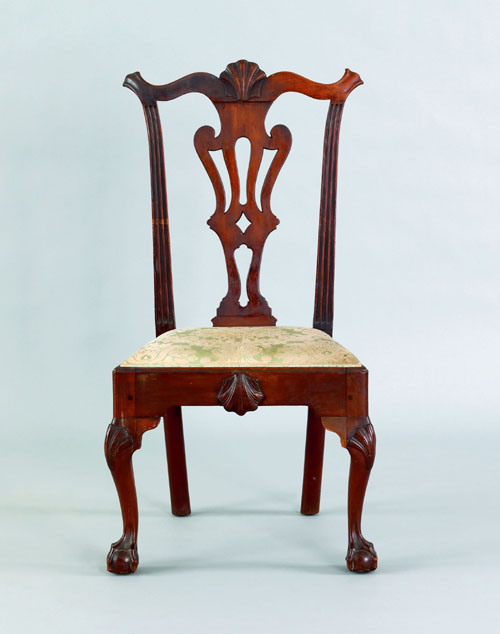 Appraisal: Philadelphia Chippendale walnut dining chair ca the shell carved cupid's