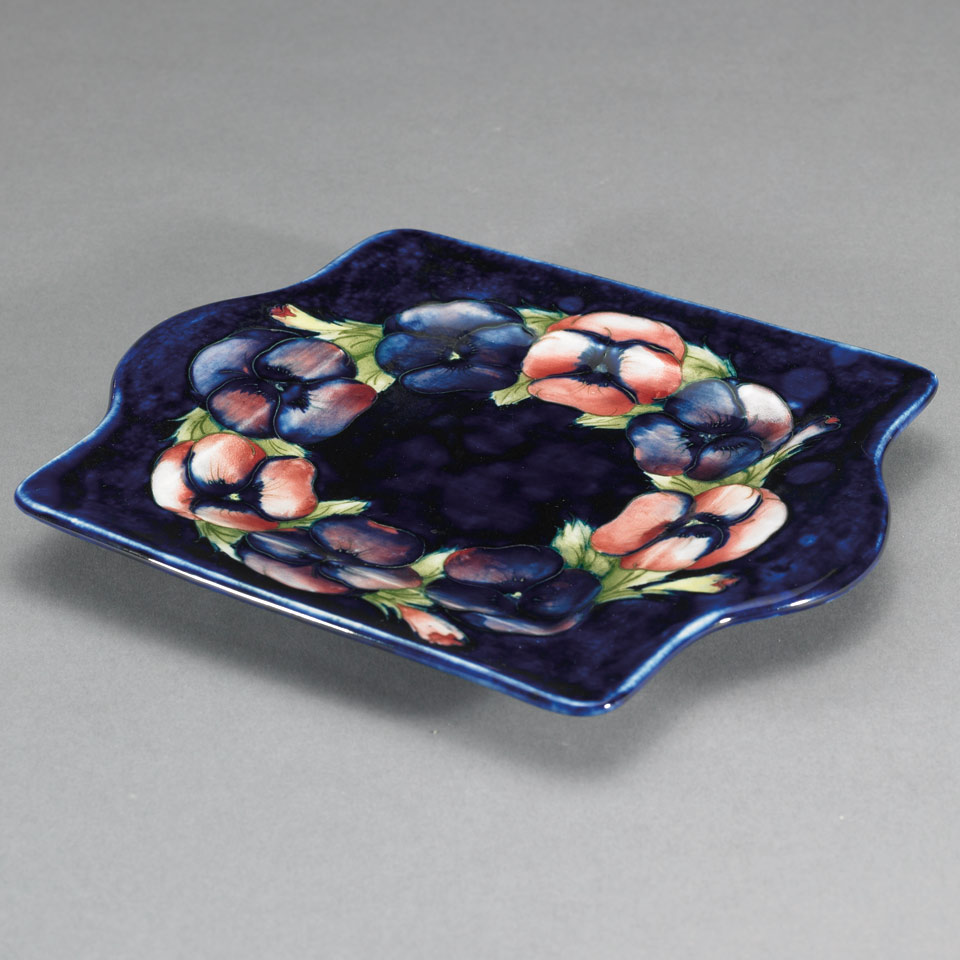 Appraisal: Moorcroft Pansy Square Plate c impressed marks painted initials in