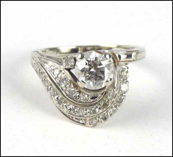 Appraisal: DIAMOND AND KARAT WHITE GOLD RING Central Old European cut