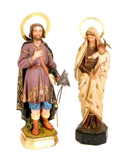 Appraisal: A group of four wood and gesso figures of saints