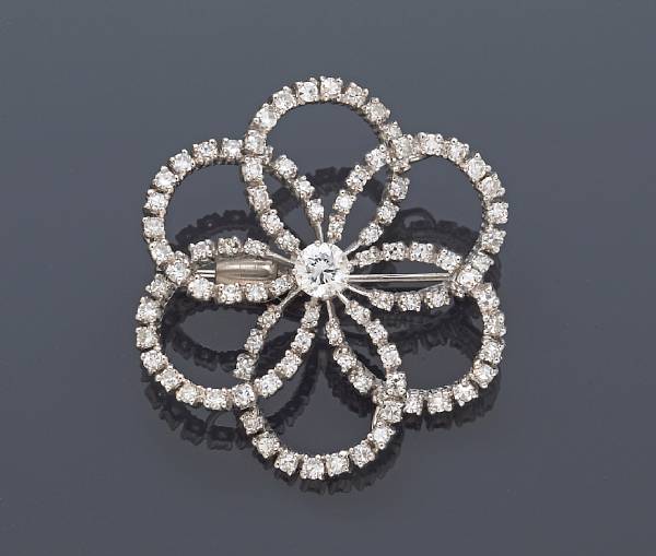 Appraisal: A diamond floret brooch estimated total diamond weight carats mounted