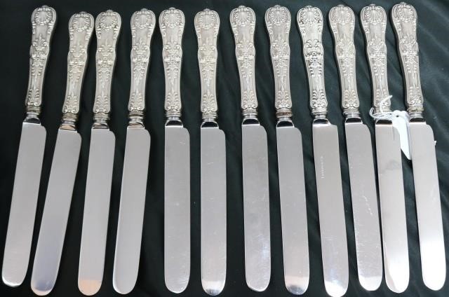 Appraisal: SET OF TIFFANY ENGLISH KING DINNER KNIVES STERLING WITH STAINLESS