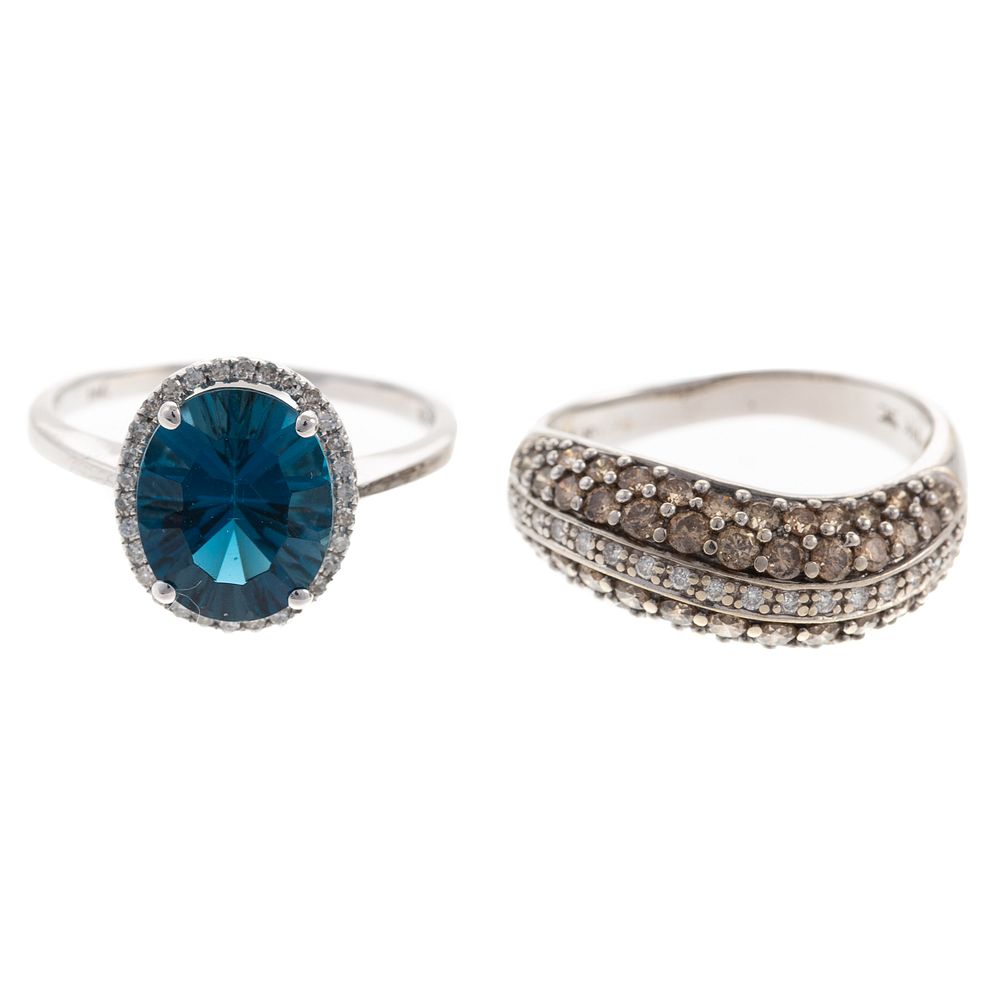 Appraisal: A Pair of Gemstone Diamond Rings in K K white