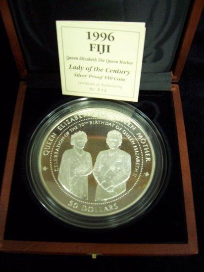 Appraisal: A Fiji silver proof dollar coin commemorating Queen Elizabeth The