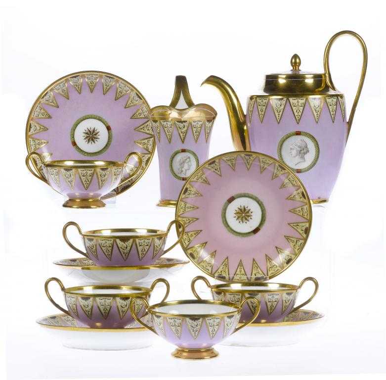 Appraisal: A S VRES LILAC GROUND CABARET SET the teapot Th