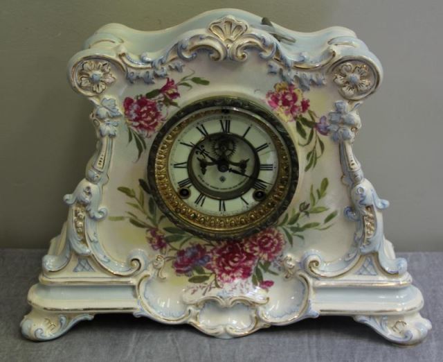 Appraisal: Royal Bonn Porcelain Clock Signed on back From a New