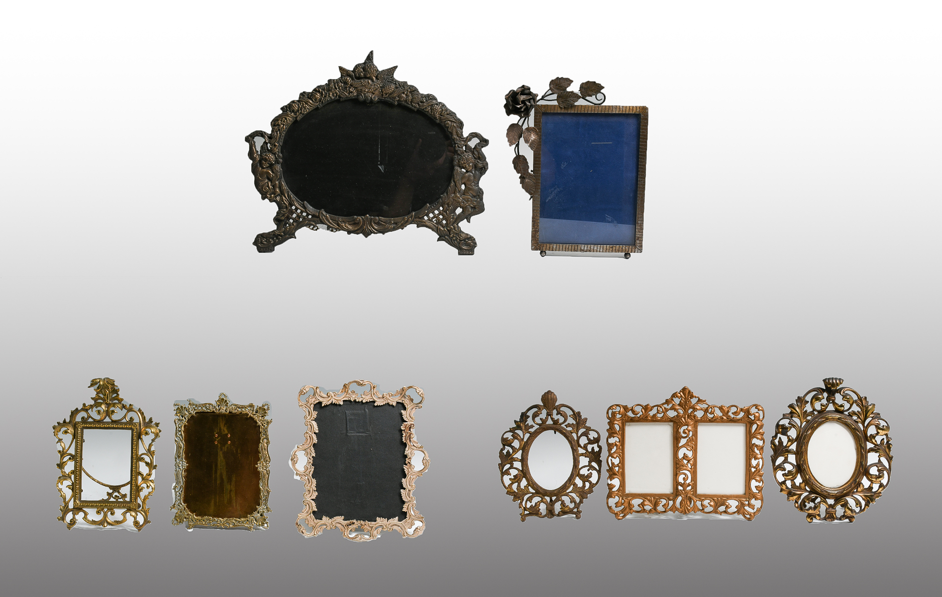 Appraisal: PC METAL FOLIATE MOTIF PICTURE FRAMES A collection of picture