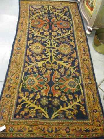 Appraisal: Mahal Persian Handmade Rug floralon deep blue field ' ''