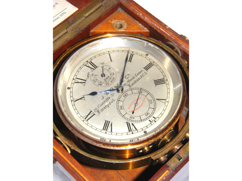 Appraisal: Two day marine chronometer the silvered dial signed J W