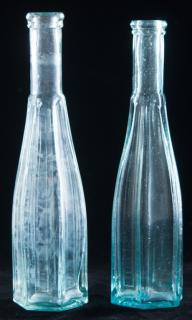 Appraisal: Vintage Gotchic Peppersauce Bottle Pair Circa - mouth-blown hexagonal aqua