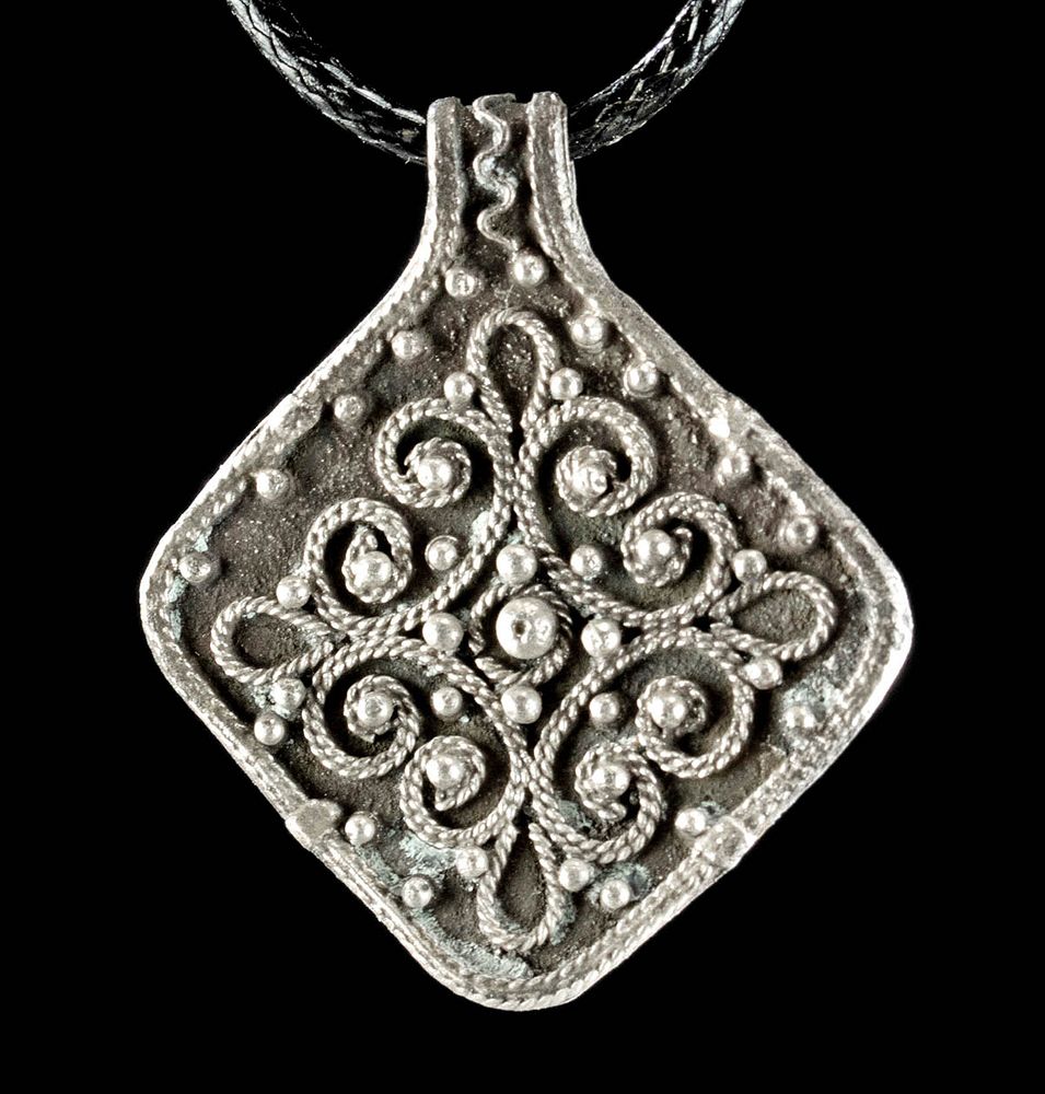 Appraisal: Viking Silver Bracteate Pendant Northern Europe Scandinavia Viking or Norse