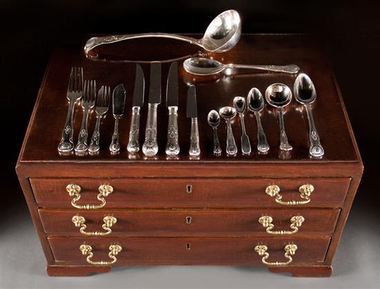 Appraisal: English silver -piece partial flatware and serving set in the