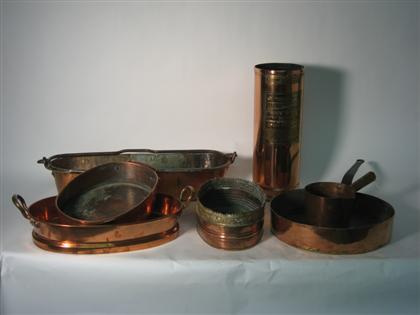 Appraisal: Collection of copper cooking utensils th th century Including fish